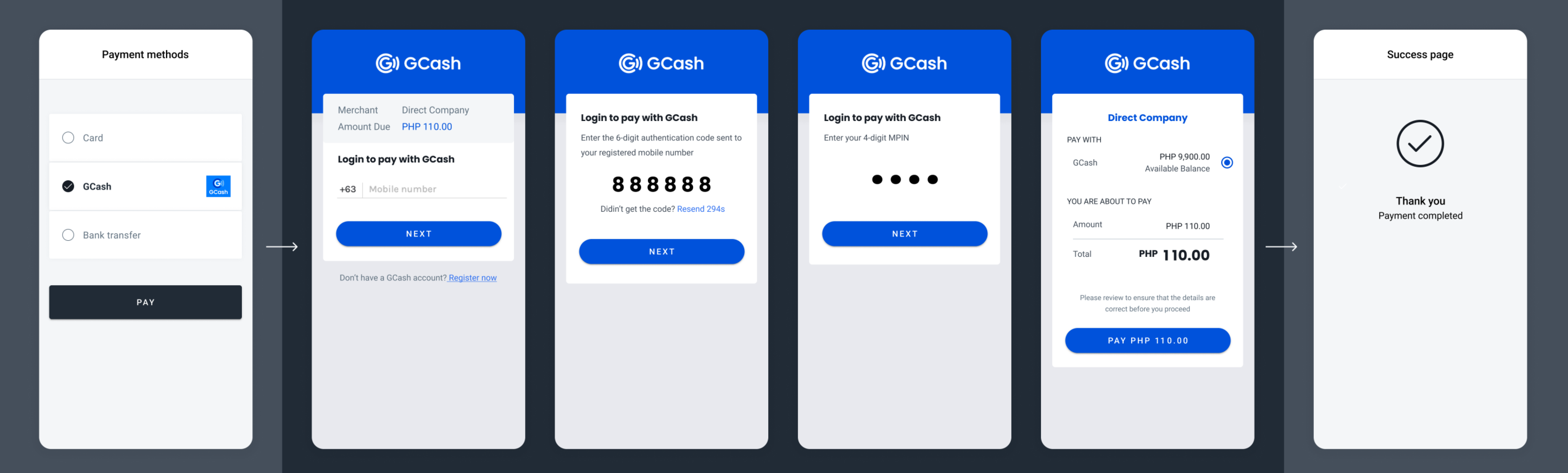 GCash redirect payment flow