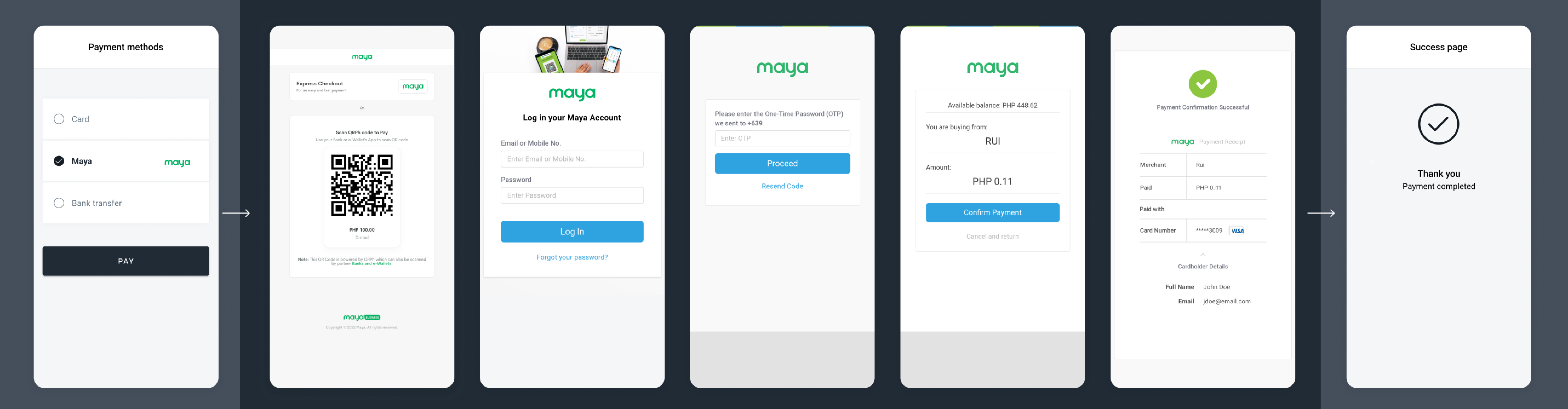 Maya redirect payment flow